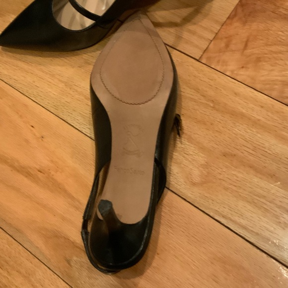 Franco Sarto Black Leather Slingback Heels - Picture 5 of 12